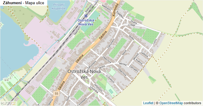 Záhumení - mapa ulice