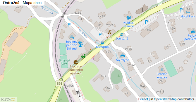 Ostružná - mapa obce