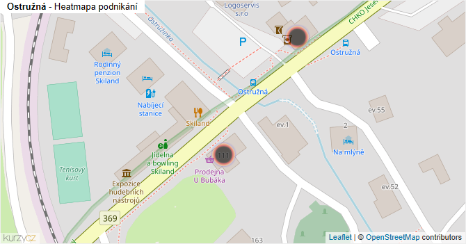 Ostružná - mapa podnikání