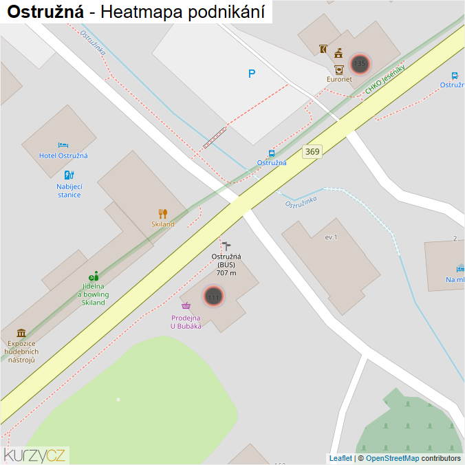 Mapa Ostružná - Firmy v obci.