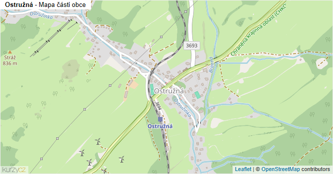 Ostružná - mapa části obce
