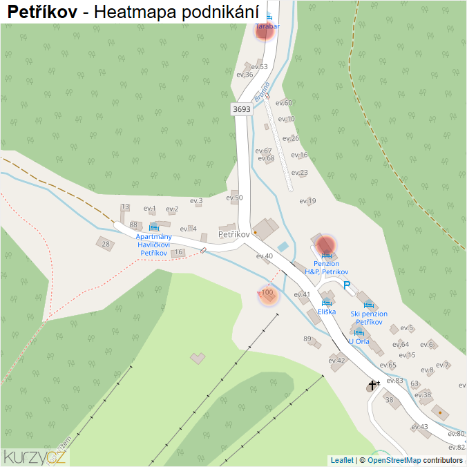 Mapa Petříkov - Firmy v části obce.