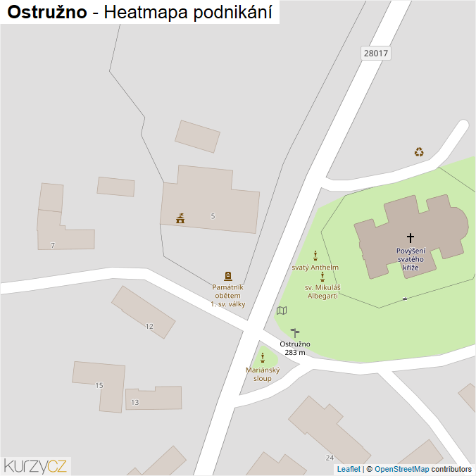 Mapa Ostružno - Firmy v obci.