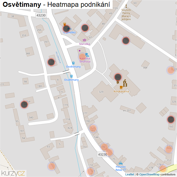 Mapa Osvětimany - Firmy v obci.