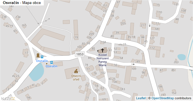 Osvračín - mapa obce