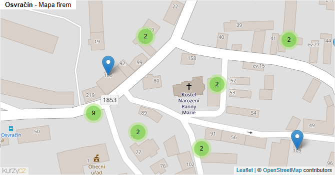 Osvračín - mapa firem