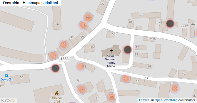 Osvračín - mapa podnikání