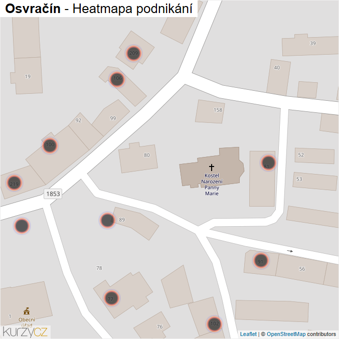 Mapa Osvračín - Firmy v obci.