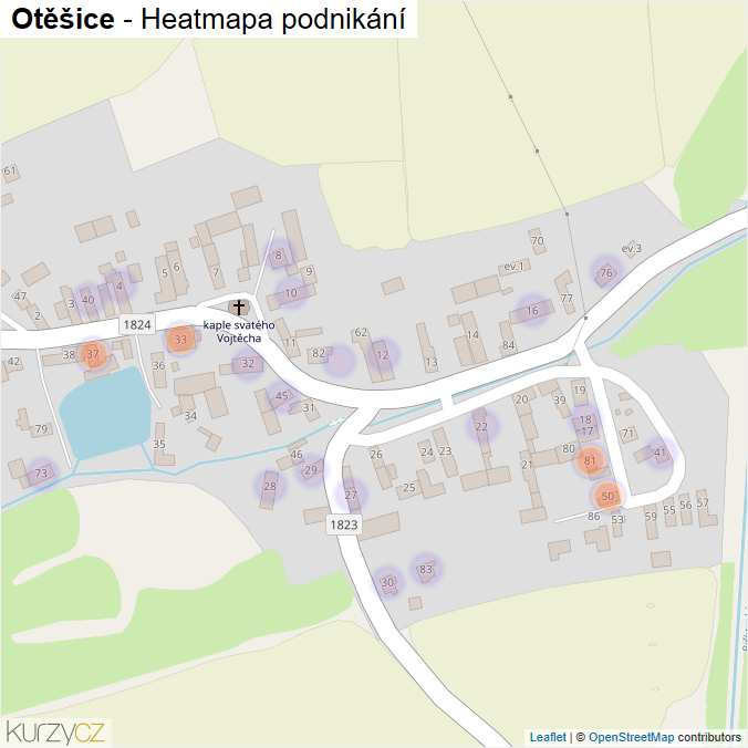 Mapa Otěšice - Firmy v části obce.