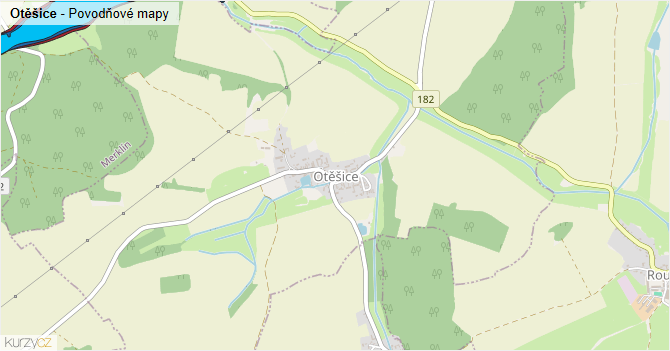 Otěšice - záplavové mapy stoleté vody