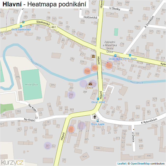 Mapa Hlavní - Firmy v ulici.