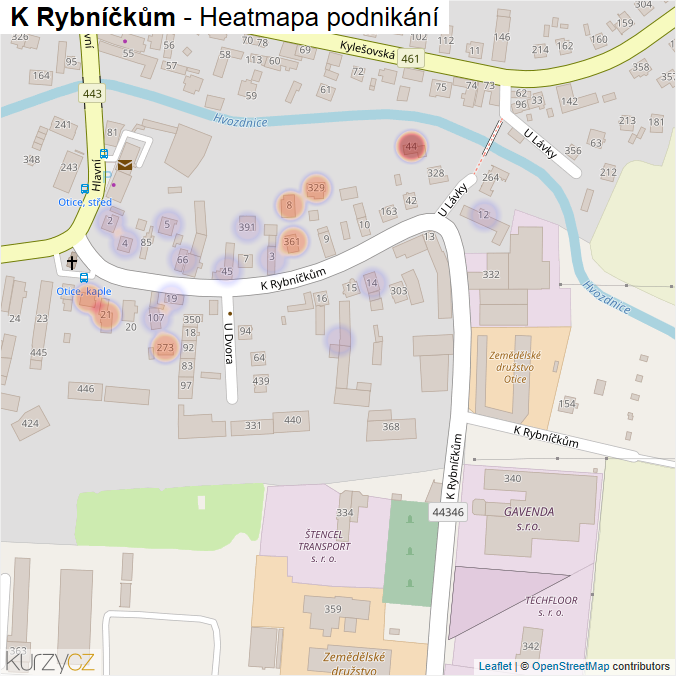 Mapa K Rybníčkům - Firmy v ulici.