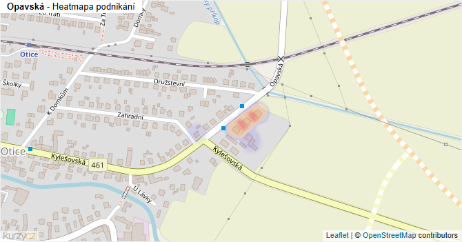 Opavská - mapa podnikání