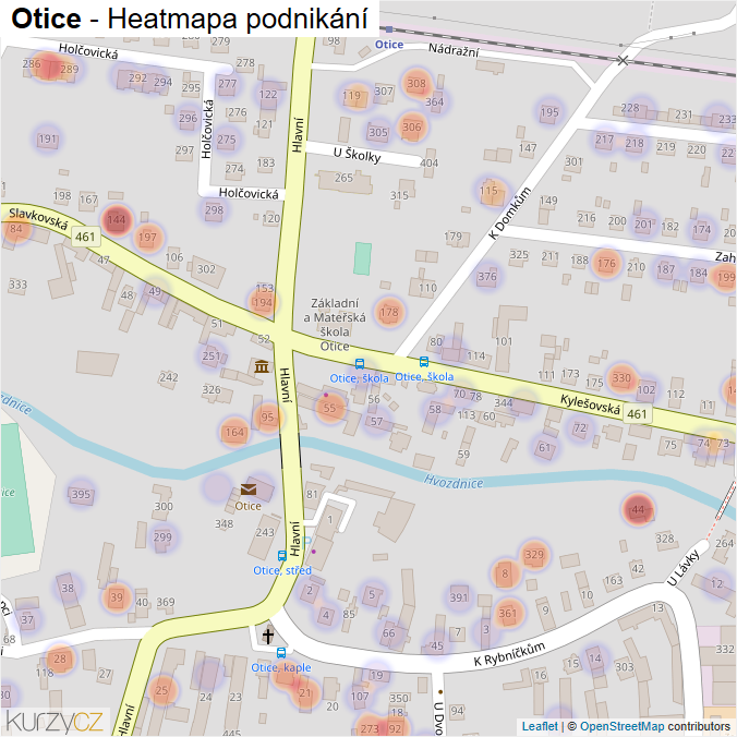 Mapa Otice - Firmy v části obce.