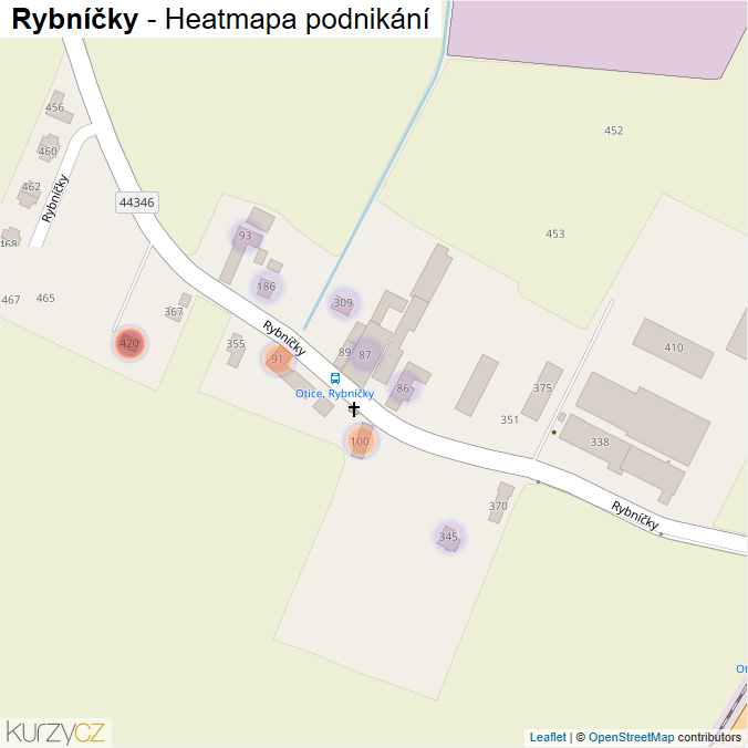 Mapa Rybníčky - Firmy v ulici.