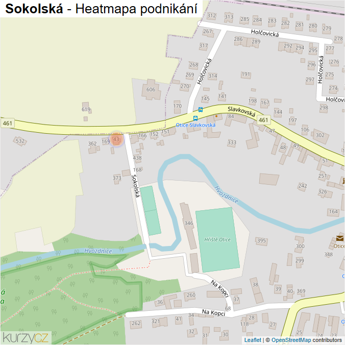 Mapa Sokolská - Firmy v ulici.