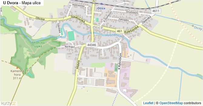 U Dvora - mapa ulice