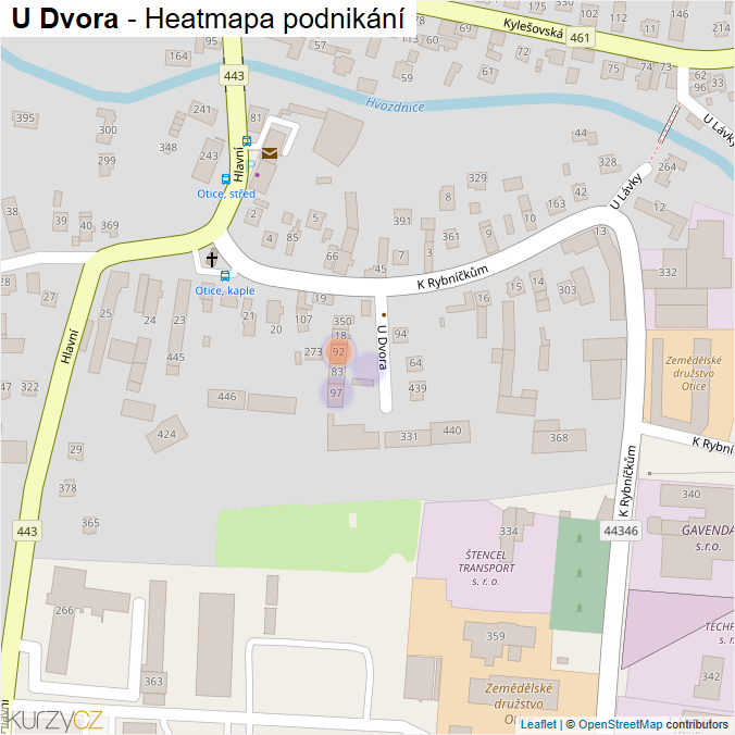 Mapa U Dvora - Firmy v ulici.