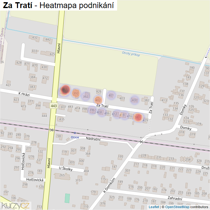Mapa Za Tratí - Firmy v ulici.