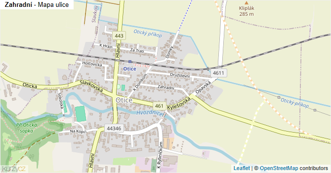 Zahradní - mapa ulice