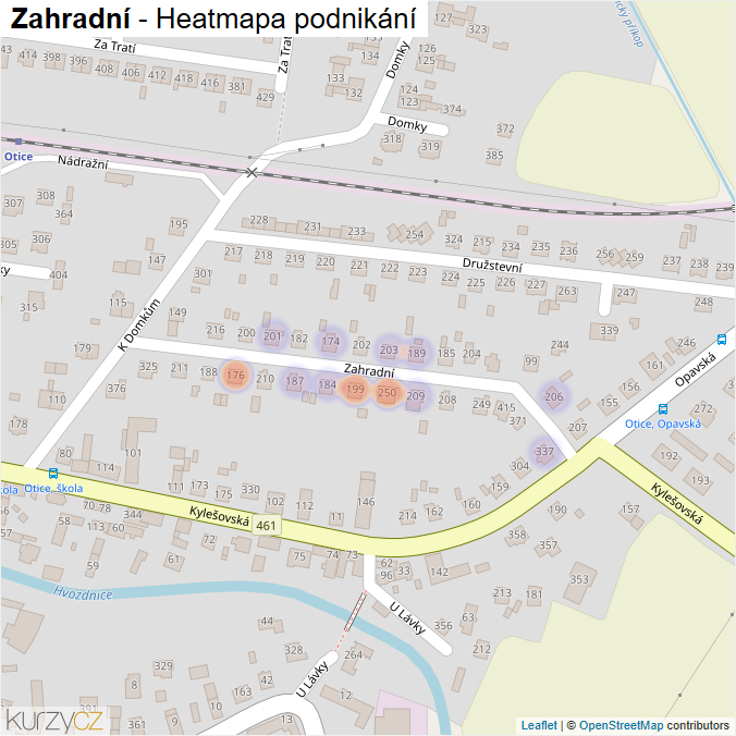 Mapa Zahradní - Firmy v ulici.