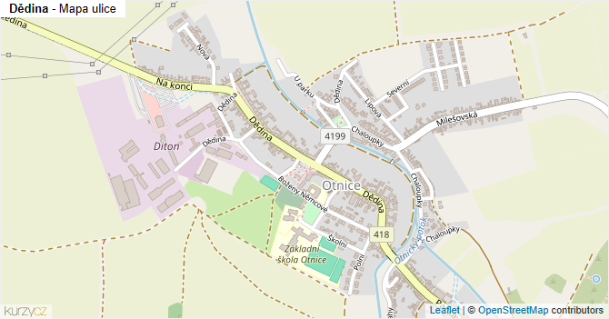 Dědina - mapa ulice