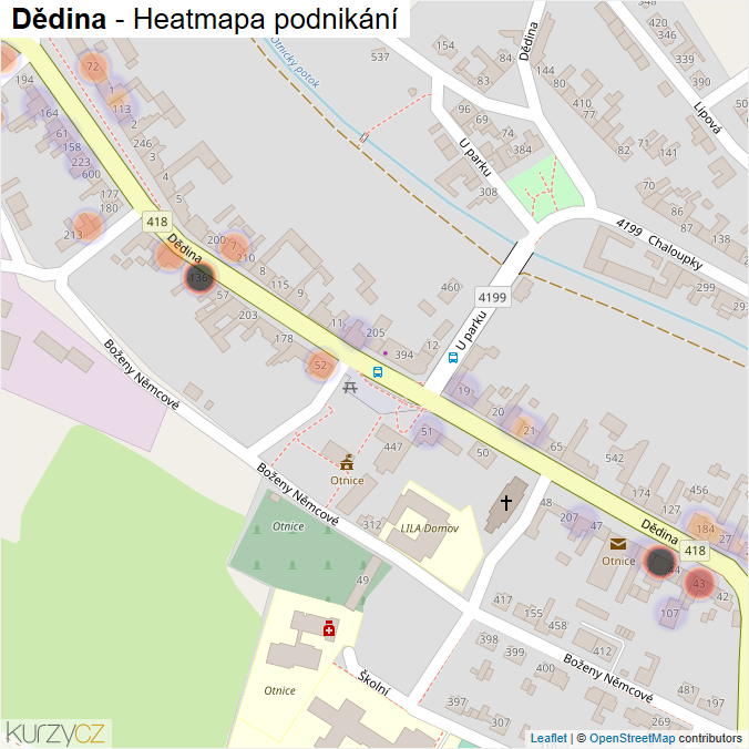 Mapa Dědina - Firmy v ulici.