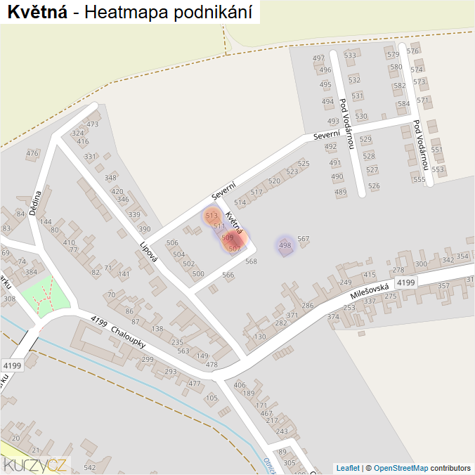 Mapa Květná - Firmy v ulici.