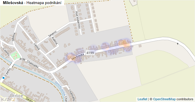 Milešovská - mapa podnikání