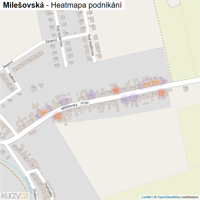 Mapa Milešovská - Firmy v ulici.
