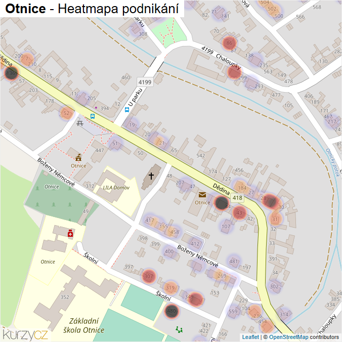 Mapa Otnice - Firmy v části obce.