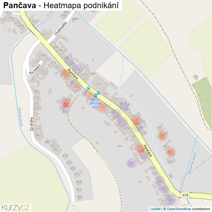 Mapa Pančava - Firmy v ulici.