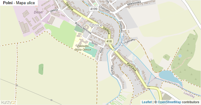 Polní - mapa ulice