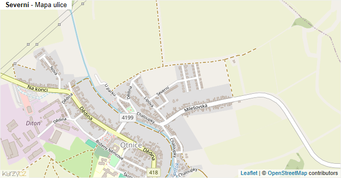 Severní - mapa ulice