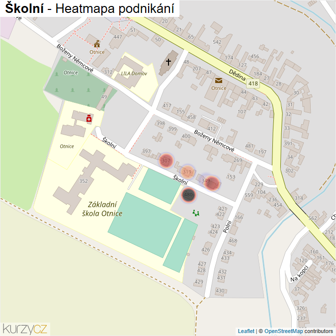 Mapa Školní - Firmy v ulici.