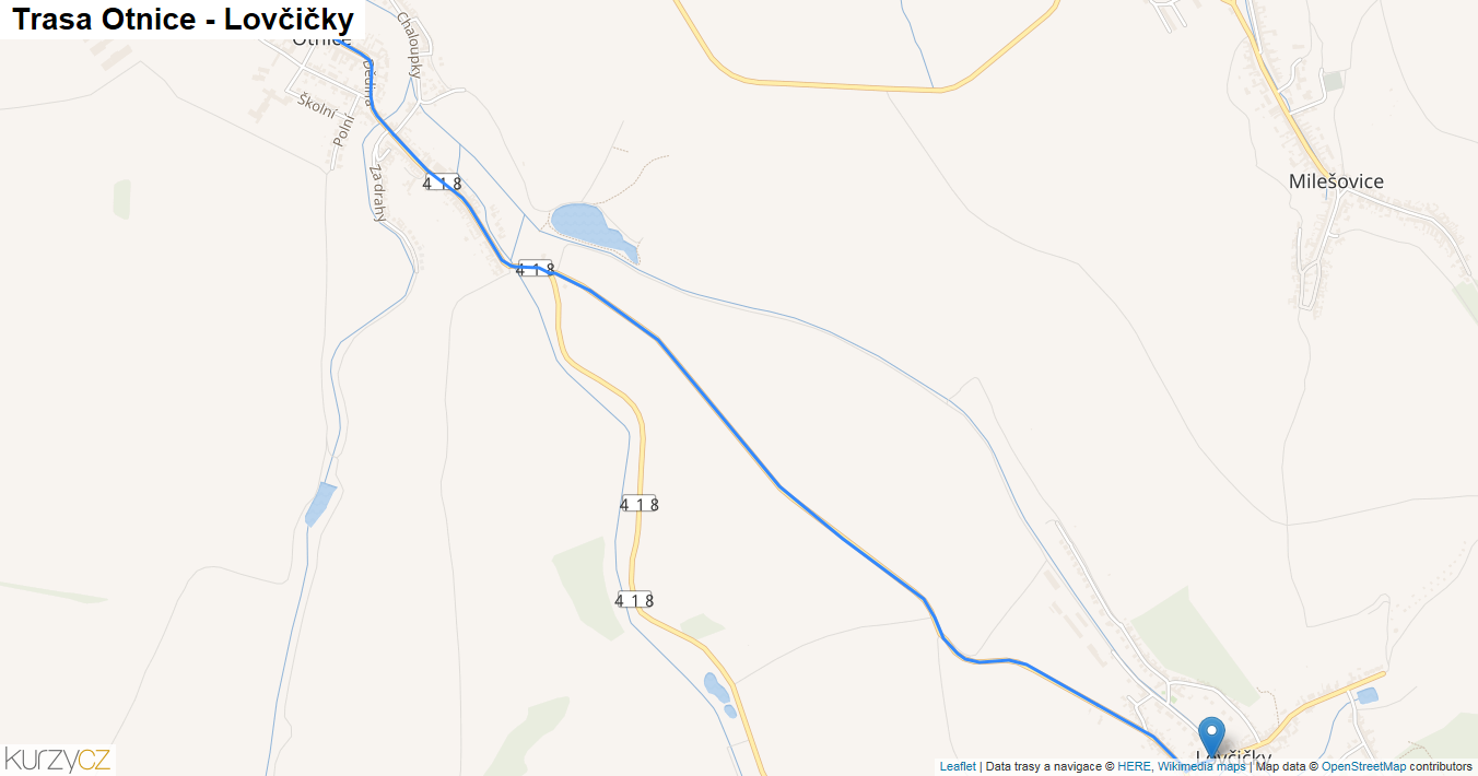 Otnice-Lovčičky, mapa trasy