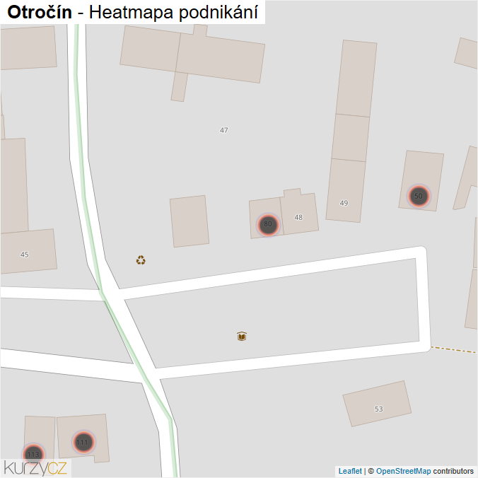 Mapa Otročín - Firmy v obci.