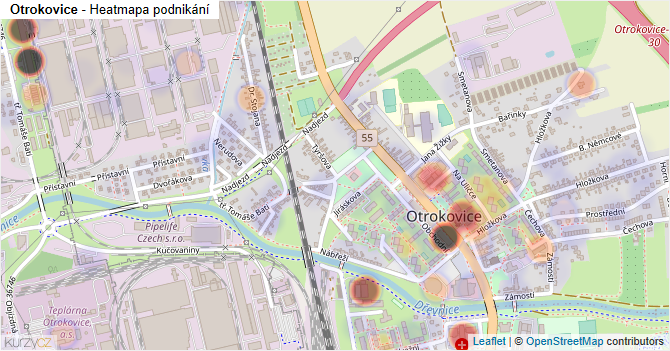 Otrokovice - mapa podnikání