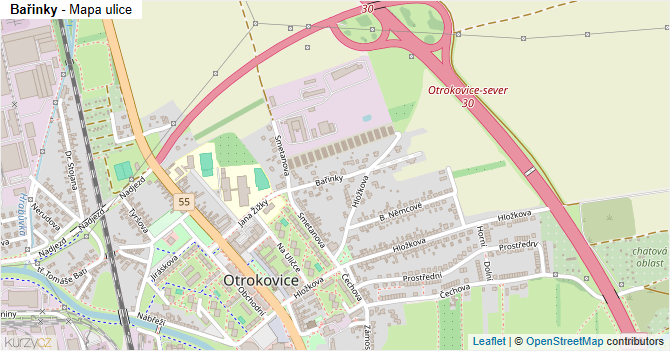 Bařinky - mapa ulice