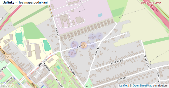 Bařinky - mapa podnikání