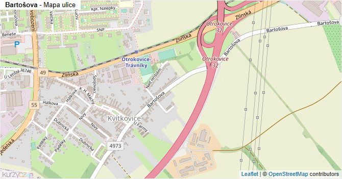 Bartošova - mapa ulice