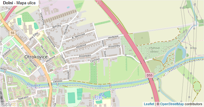 Dolní - mapa ulice