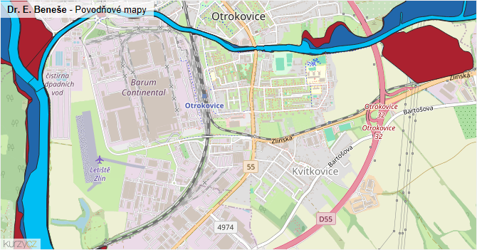 Dr. E. Beneše - záplavové mapy stoleté vody