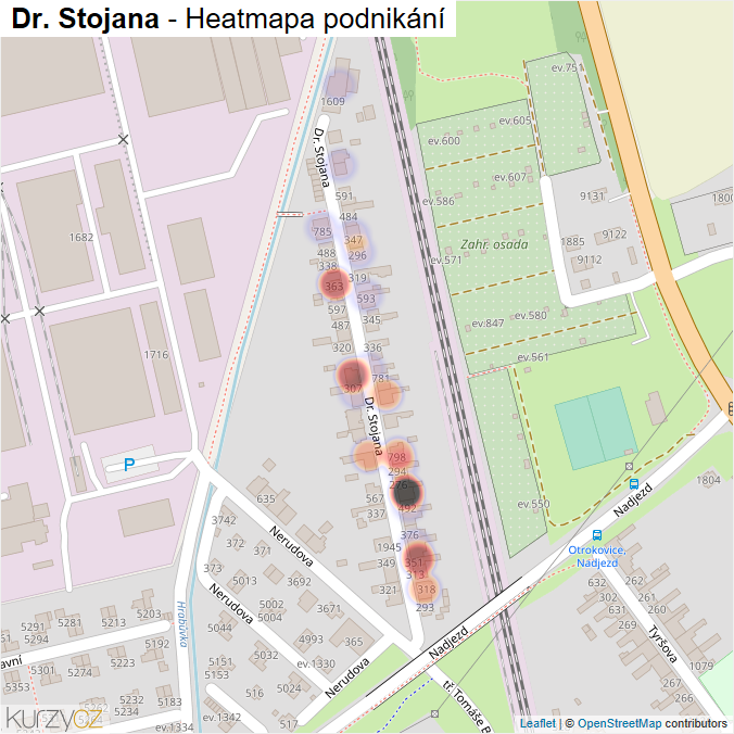 Mapa Dr. Stojana - Firmy v ulici.