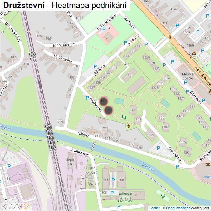 Mapa Družstevní - Firmy v ulici.