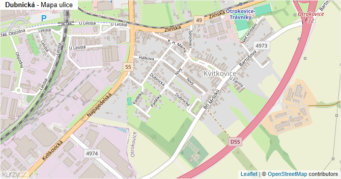Dubnická - mapa ulice
