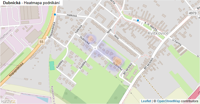 Dubnická - mapa podnikání