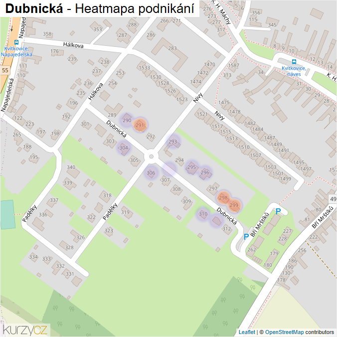 Mapa Dubnická - Firmy v ulici.
