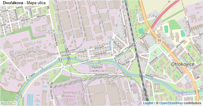 Dvořákova - mapa ulice