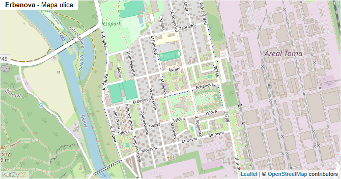 Erbenova - mapa ulice